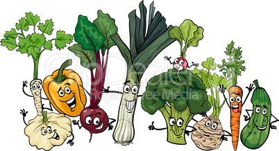 funny vegetables group cartoon illustration