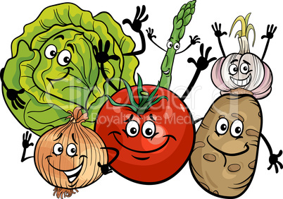 vegetables group cartoon illustration