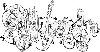 happy vegetables cartoon for coloring book