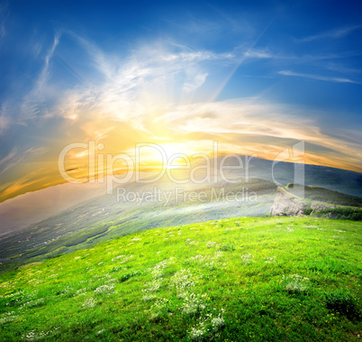 Green meadows and mountains