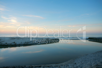 Sunrise in the beach and lake