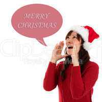 Happy Christmas woman shouting