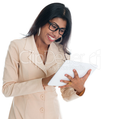 Indian businesswoman using digital tablet pc