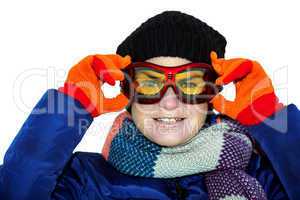 Woman with ski goggles