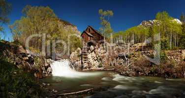 scenic panorama of crystal mill in colorado