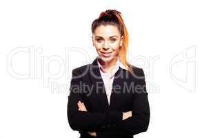 confident businesswoman with folded arms