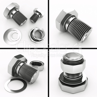 4 images of bolts and nuts