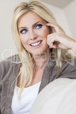 Blond Woman With Blue Eyes Smiling