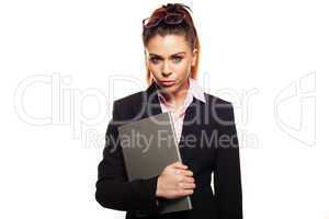 stylish businesswoman with a laptop
