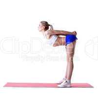 Image of sporty blonde posing on mat