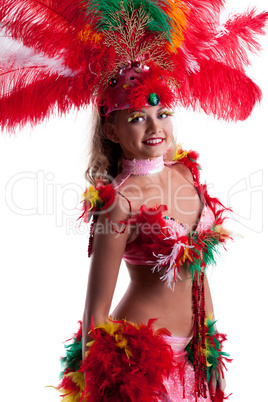 Image of smiling young woman in festival costume