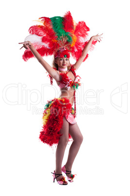 Attractive samba dancer posing in studio