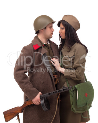 Affecting young couple posing in studio