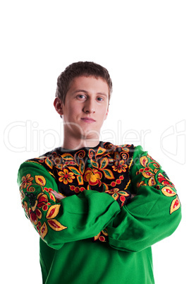 Portrait of man in Russian traditional costume