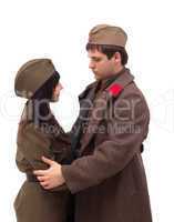 Image of hugging young couple in khaki