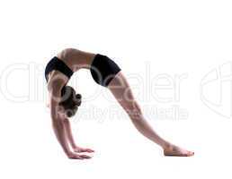 Image of young flexible girl isolated on white
