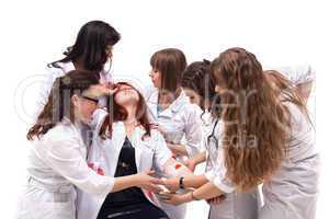 Group of medical students posing in studio