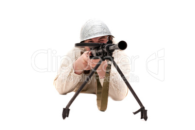 Image of soldier with rifle isolated on white