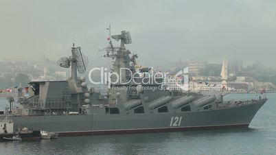 Moored missile cruiser Moscow