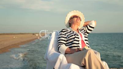 happy senior woman at the seaside