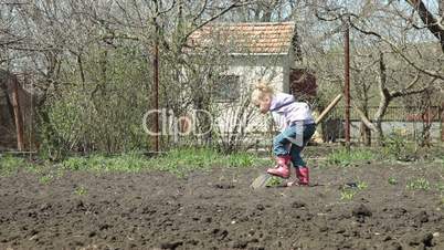 Little Gardener Digging on Smallholder Farm