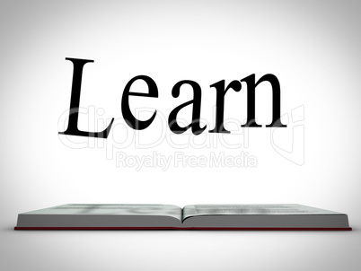 Learn message above open book graphic