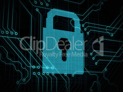 Blue digital padlock