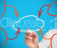 Businessman drawing white cloud