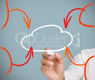 Businessman drawing cloud Businessman drawing cloud