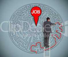 Businessman trying to find a job in a maze