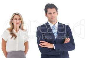 Businesswoman looking at a businessman