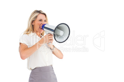 Businesswoman with a megaphone