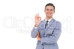 Businessman saying ok with his hand