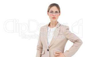 Businesswoman with glasses looking at the camera