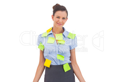 Businesswoman with sticky notes