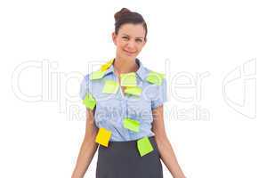 Businesswoman with sticky notes