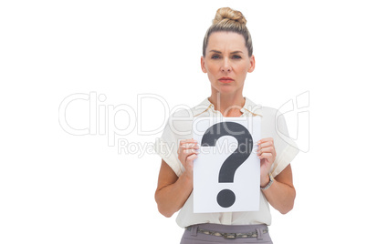 Businesswoman showing question mark