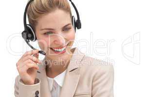 Cheerful call center agent