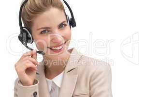 Smiling customer service operator