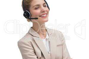 Customer service agent smiling at the camera