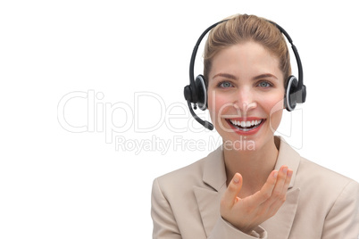 Customer service operator with headset