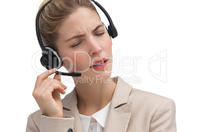 Call center agent helping someone