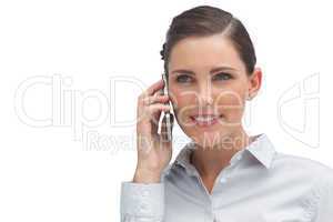 Businesswoman holding cellphone