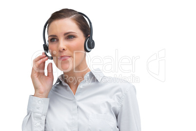 Businesswoman working with headset