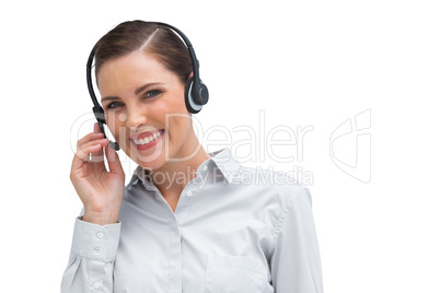 Smiling customer service agent looking at the camera