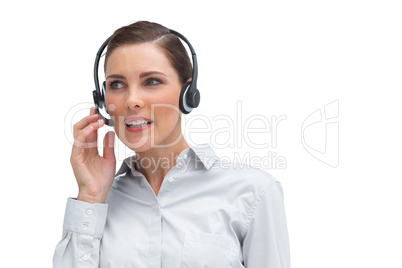 Call centre agent wearing headset