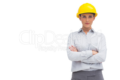 Architect woman with yellow helmet