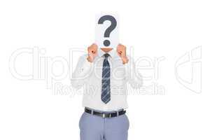 Businessman showing a paper with a question mark