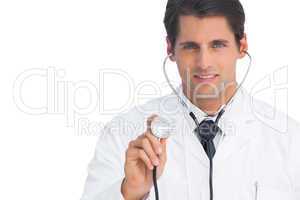 Doctor holding up stethoscope