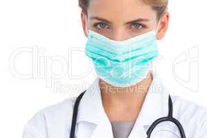 Focus shot on nurse wearing surgical mask